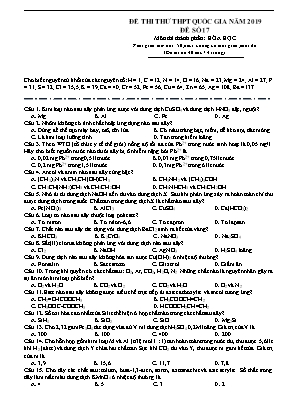 Đề thi thử THPT Quốc gia môn Hóa học năm 2019 - Đề số 17 (Có đáp án)
